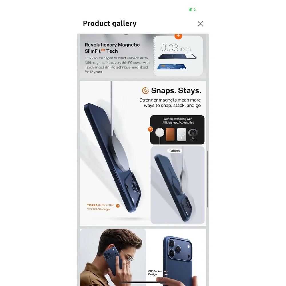 TORRAS Magnetic Slim-Fit for iPhone 17 PRO MAX Case - Blue‎